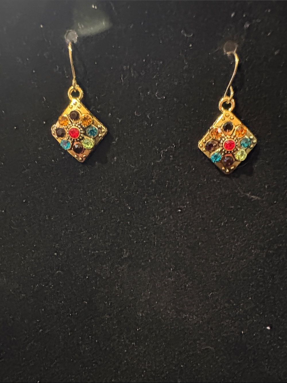 Gold Multicolor Gemstone Drop Earrings - Women Jewelry